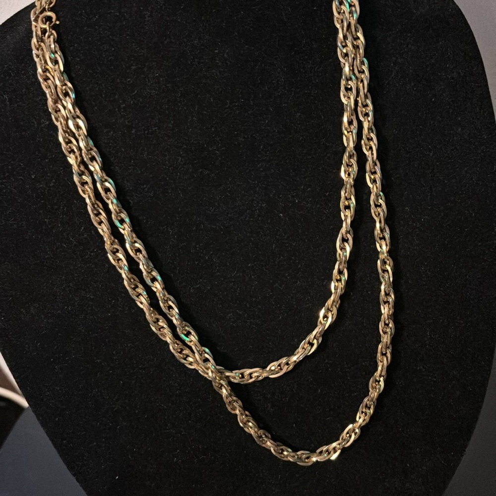 Monet Vintage Rare Gold tone thick Twisted Rope Chain 55”